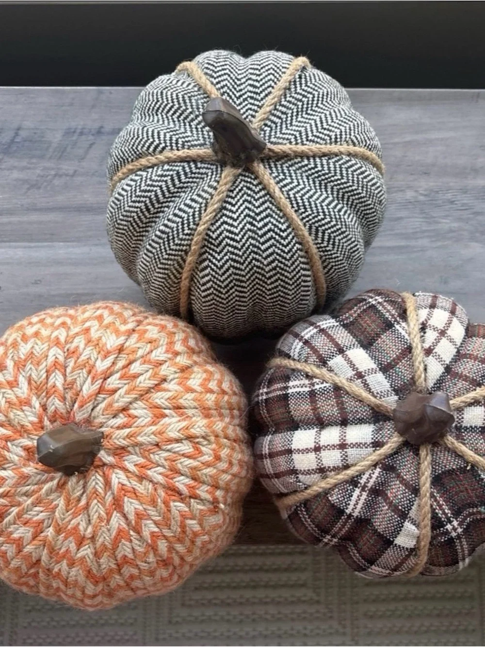 Target Threshold Fabric Pumpkin Trio - Gray, Orange, Brown Fall Decor